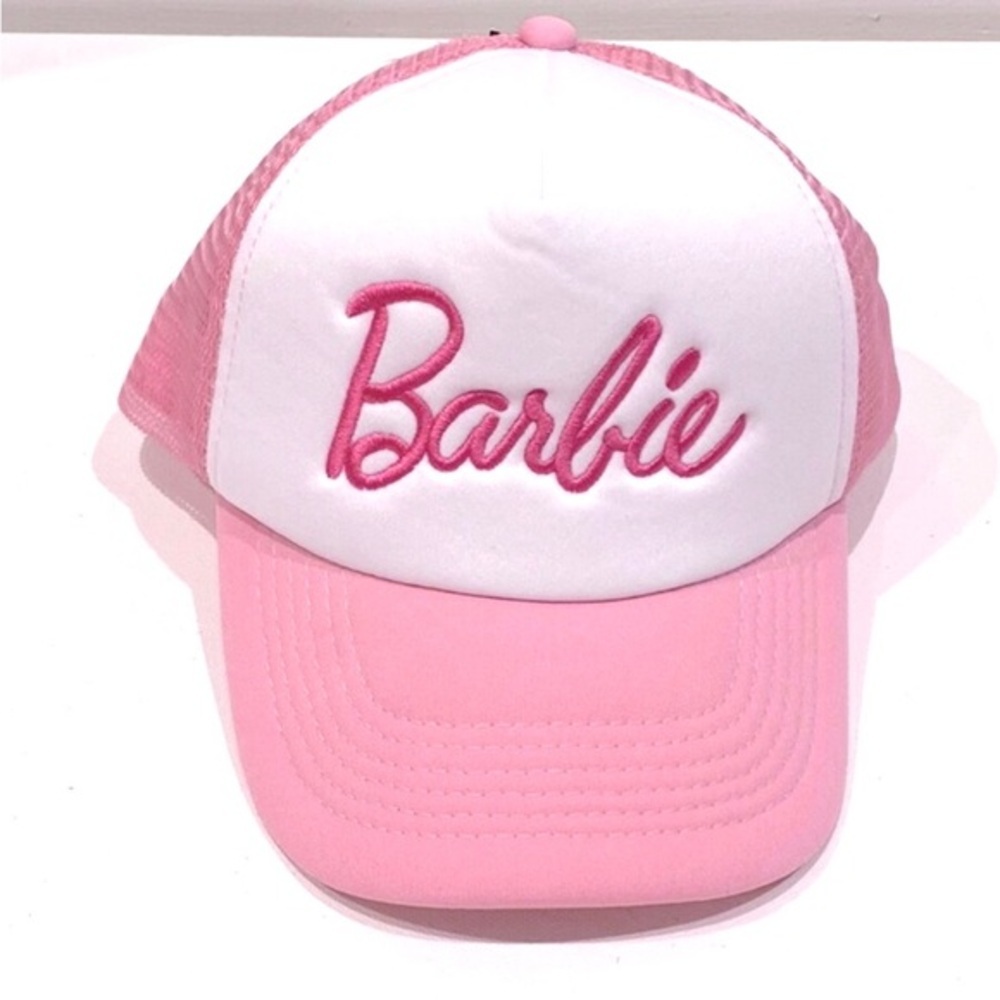 Barbie Mesh‎ & foam pink white Barbie monogram Trucker Hat new